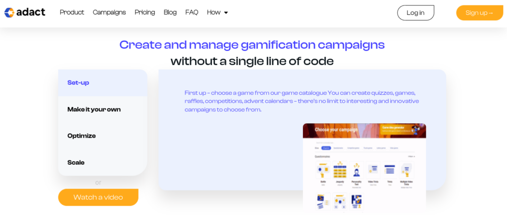 Create and manage gamification marketing campaigns without a single line of code