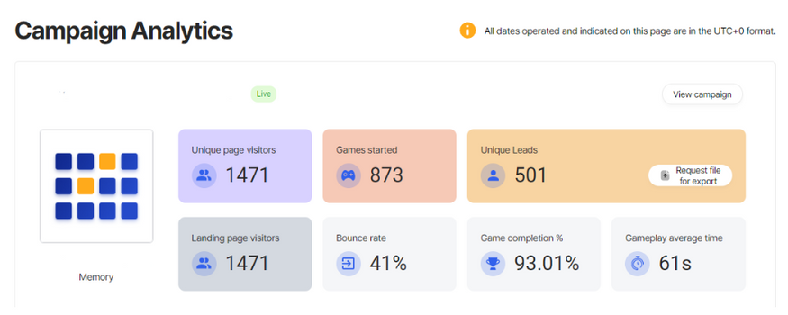 How to create a matching game: Campaign analytics