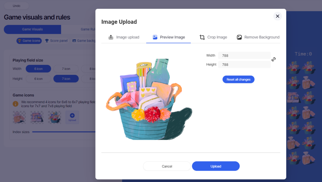 How to create a matching game: Upload images