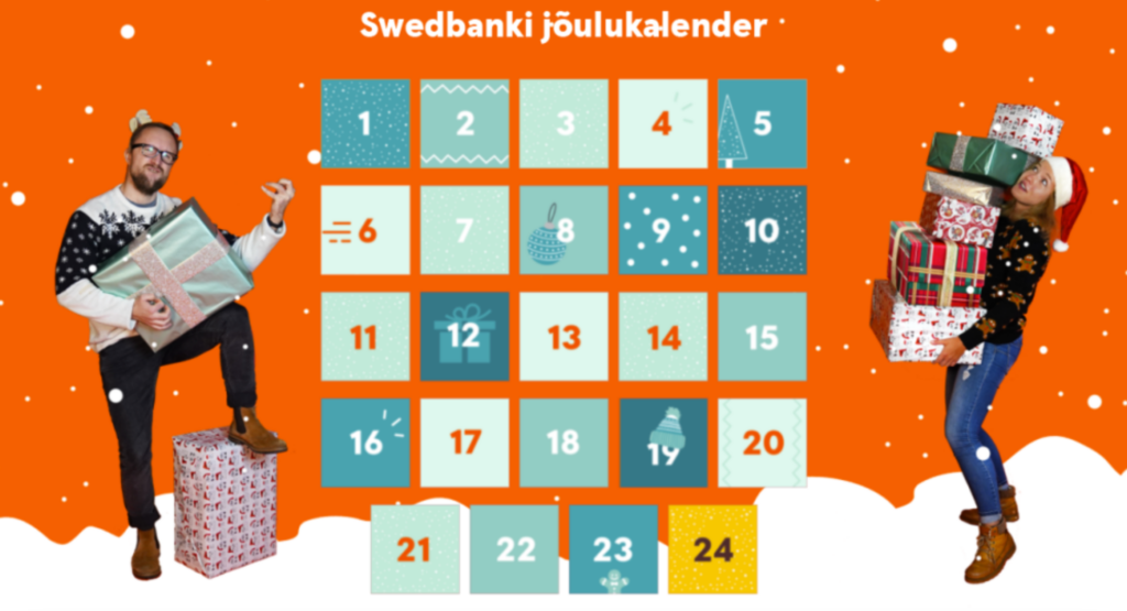 Swedbank Christmas themed gamification marketing advent calendar campaign to engage its customers and drive sales