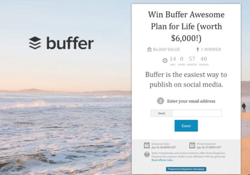 Email lead generation ideas: Buffer contest