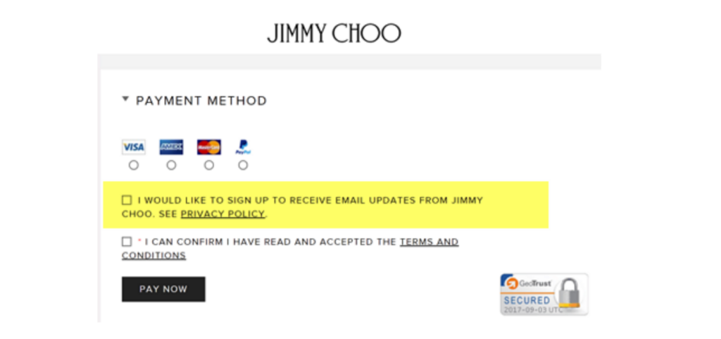 Email lead generation: Checkout opt in field