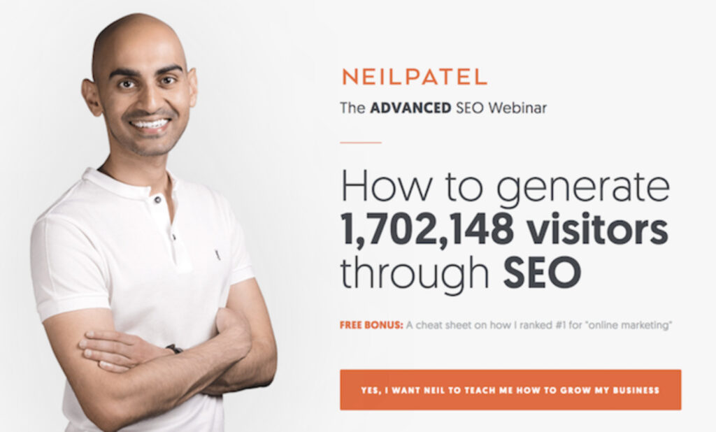 Email lead generation ideas: Neil Patel webinar