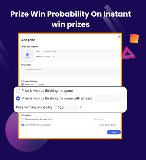 Prize probability instant win prizes